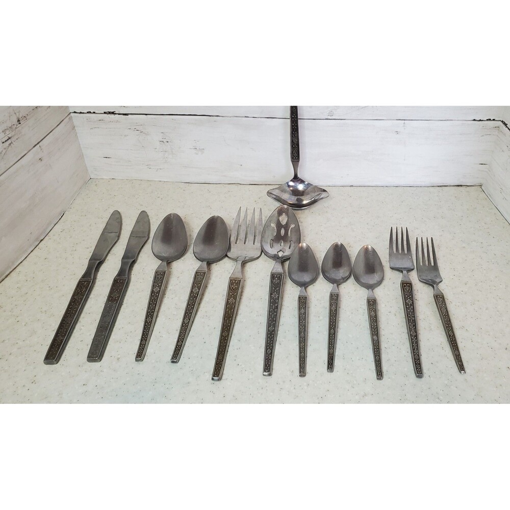 Riviera Cordova MCM Mid Century Modern Stainless Flatware Lot 12 Pc Serving Uten